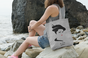 Classic Japanese Woman Grey Tote Bag